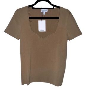 NWT & Other Stories Tan Ribbed Knit Top | Sweetheart Neck | EU L
